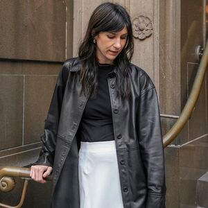 Quince 100% Leather Shirt Jacket Size L